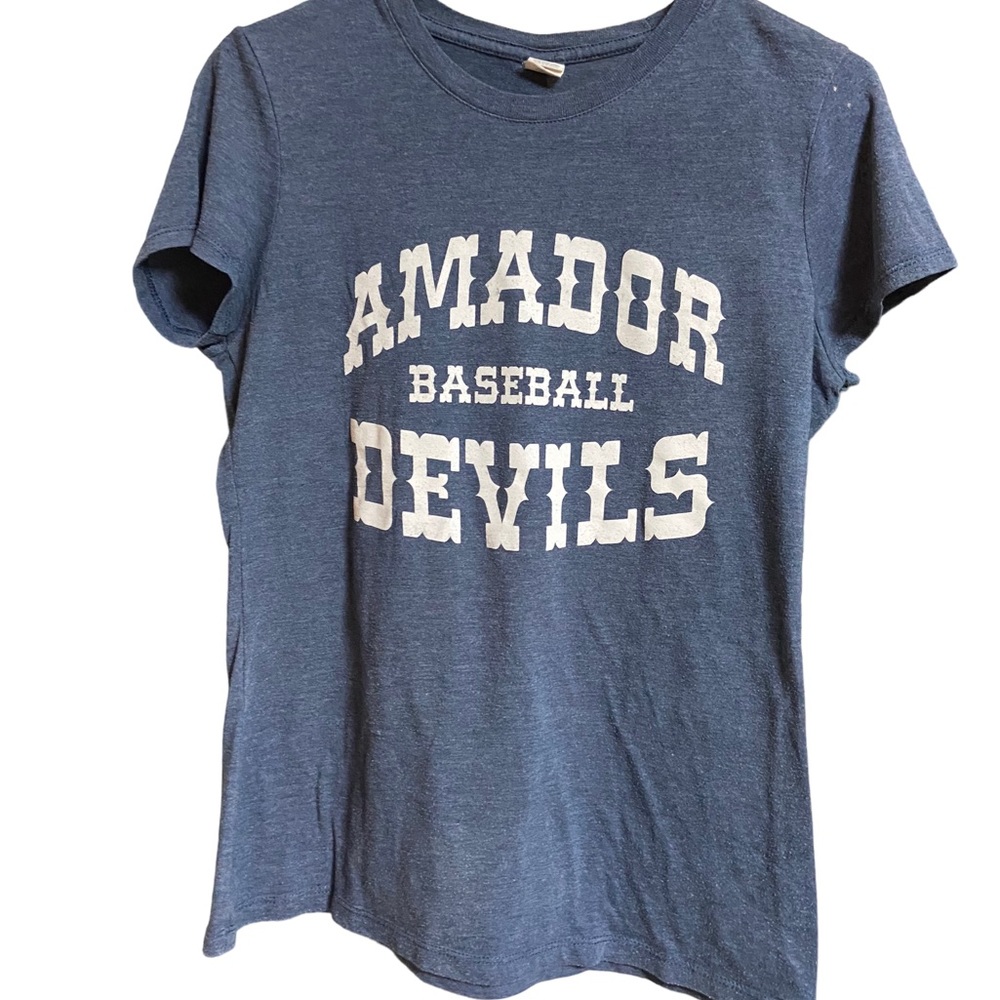 Amador Baseball DEVILS All in All out Blue Women’s M T-Shirt Jackson CA Vintage